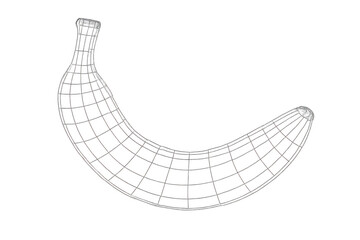 Poster - Wireframe banana representing technological innovation, merging digital design, nutritional insights, and virtual reality visualization of dietary trends