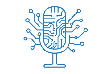 Poster - Electronic circuit forming podcast microphone, concept of digital audio, podcasting and transparent background