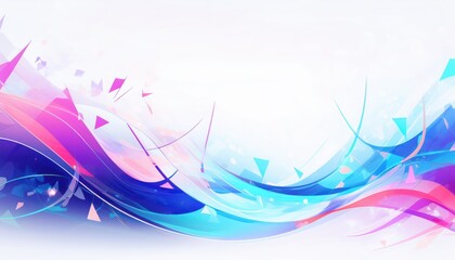 Poster - vibrant abstract wave design with dynamic blue, pink, and purple light streaks on white background for modern web design, tech branding, and digital print media

