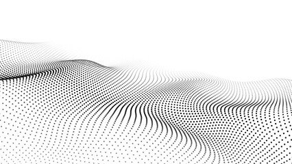 Poster - Futuristic wave of black smoothly moving dots on a white background. Vector EPS10