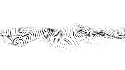 Poster - Futuristic wave of black smoothly moving dots on a white background. Vector EPS10