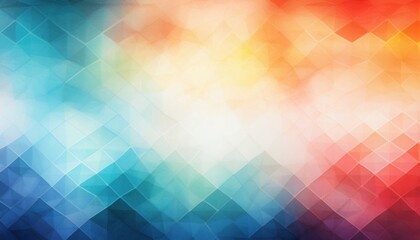 Poster - abstract geometric polygon background with vibrant red, orange, and blue gradient transitions, ideal for web design, branding, digital art, or presentation layout


