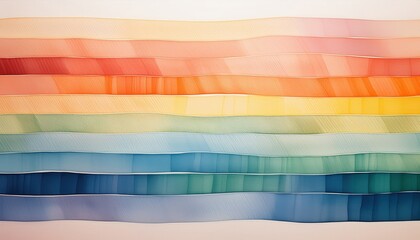 Aufkleber - vibrant layered pastel wave pattern in rainbow gradient tones with soft texture, ideal for abstract web design, branding, textile art, or creative print media

