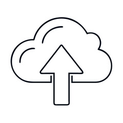 Fototapete - Cloud upload arrow icon. Simple line art upload arrow inside cloud shape.  Modern upload arrow symbol for digital interface design. Perfect for apps, websites, and streaming services.