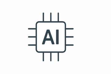 Fototapete - Artificial Intelligence Chip Icon A Simple Representation of AI Technology and Modern Computing Featuring a Clean Design on a White Background Ideal for Tech and