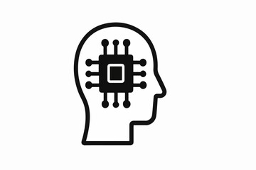 Fototapete - Artificial Intelligence Concept Human Head Outline with Integrated Circuit Representing Machine Learning Neural Networks and the Fusion of Technology and the Human Mind in a