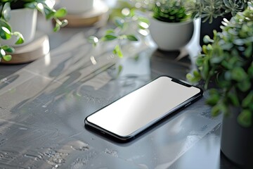 Poster - High Definition Image of Closeup of Mobile Phone on Table
