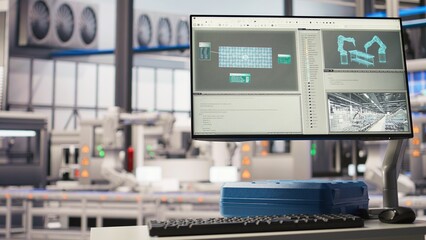Poster - display in industry 4.0 solar panels plant troubleshooting equipment malfunctions through iot sensor
