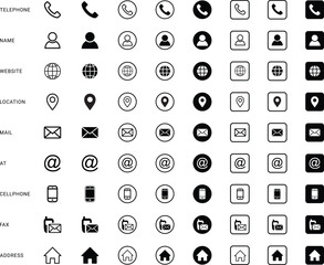 Poster - Web icon set. Business card contact information icons. Contact icon set. Contact symbols - Phone, mail, fax, info, e-mail, support... vector illustration .