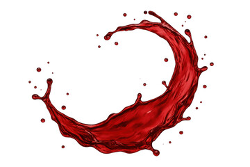 Poster - Red liquid splashing and making a circle on a transparent background, perfect for graphic design projects
