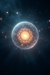 Wall Mural - Luminous Orb Pulsing in Grainy Space