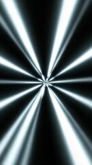Poster - Luminous light rays expanding dynamically from bright central core, growing across dark background with radiant, mesmerizing energy pattern