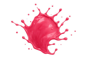 Poster - Pink paint splattering, generating fluid droplets against transparent backdrop, ideal for graphic design compositions