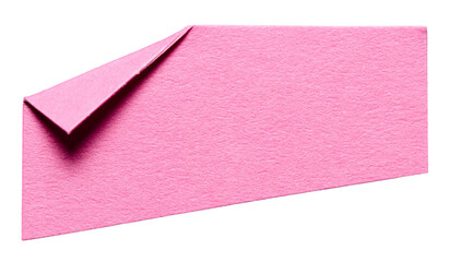 Aufkleber - Pink isolated cut out blank paper note cardboard with folded corner dog-ear earmark and copy space for text, transparent png background design element