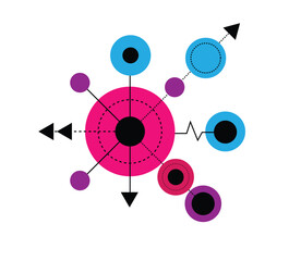 Poster - Abstract Graphic Design Element with Circular Geometric Figures and Arrows. Technology and modern graphics vector art