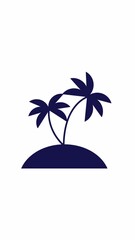 Poster - Palm tree silhouette on island 2D cartoon vertical animation. Palmtree solid element. Vacation symbol glyph. Summer vibes. Tropical animated flat black filled object 4K video isolated on white