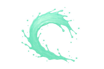 Poster - Mint paint or milk forming a swirling splash on transparent background, perfect for compositing