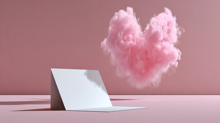 Poster - White card with a pink cloud in the background