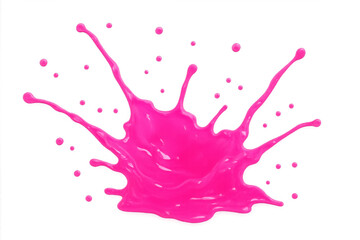 Poster - Vibrant pink paint splattering, generating dynamic droplets with colorful intensity against transparent backdrop