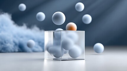 Poster - Box full of blue and orange balls