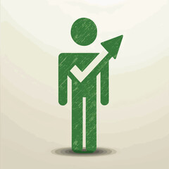 Fototapete - Green check mark with 3d man, vector style simple color
