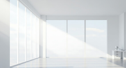Poster - Bright and spacious modern interior with natural light flooding through large windows