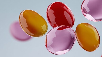 Poster - Group of colorful pills are floating in the air