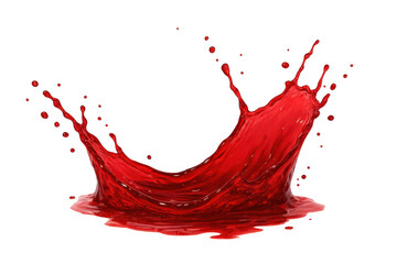 Poster - Vivid crimson liquid splashing, generating dynamic arc with transparent backdrop, highlighting fluid motion and energetic visual impact