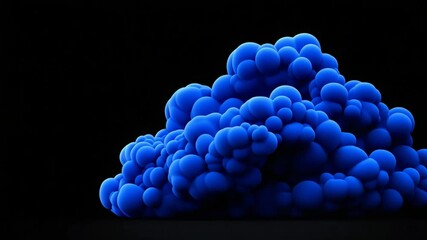 Fototapete - Abstract blue bubble shapes on a black background creating a visually striking and modern design composition