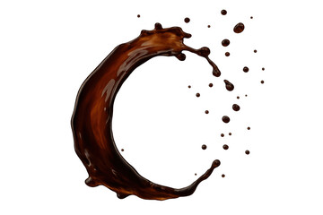Poster - Coffee splash forming a circle with drops, isolated on transparent background, ideal for compositing