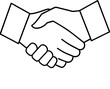 © MushtaqAhmed - Clean black outline handshake icon representing agreement, deal, or partnership. Perfect for business, teamwork, contracts, and collaboration visuals