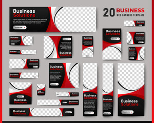 Fototapete - Business Advertising Banners template design with black and red background concept. vector