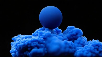 Fototapete - Abstract blue sphere on vibrant texture with bubbles against a dark backdrop creating an energetic and modern feel