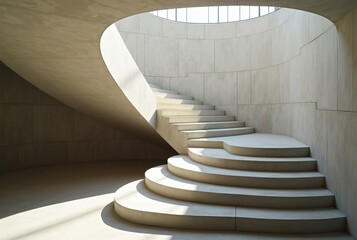Wall Mural - Modern Concrete Staircase with Sunlight Shadows