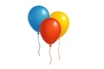 Aufkleber - Red, yellow, and blue balloons floating against a transparent background, perfect for party or celebration visuals