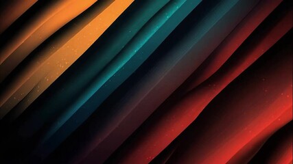 Poster - Abstract oblique lines with orange, teal, and red colors at night