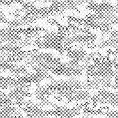 Poster - Abstract halftone seamless camouflage pattern. Repeating digital dotted hexagonal camo military texture background. Abstract modern fabric textile ornament. Vector illustration.	