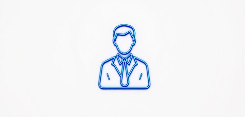 Poster - Blue outline icon of an accountant on a white background,  professional,  money