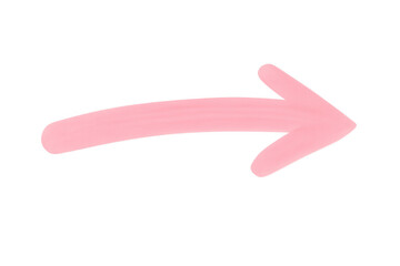 Poster - Pink hand-drawn arrow pointing rightward, transparent backdrop, enhancing digital design and visual communication materials