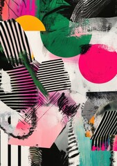 Poster - Dynamic Abstract Composition Featuring Vibrant Colors and Striking Geometric Patterns in a Contemporary Artistic Style with Bold Textures and Shapes