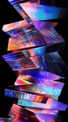 Poster - A Captivating Abstract Composition of Colorful Geometric Shapes with Reflective Surfaces Creating a Mesmerizing Visual Experience