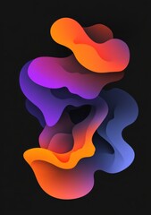 Poster - An Abstract Composition of Fluid Shapes and Vivid Colors Merging in an Intricate Dance on a Dark Background, Capturing Movement and Dynamics