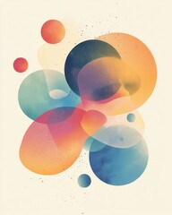 Poster - A Colorful Composition of Abstract Shapes Featuring Soft Circles and Gradient Blends in Pastel Hues Evoking a Sense of Tranquility and Creativity.