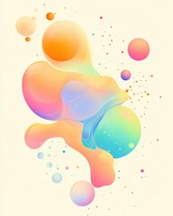 Poster - A Vibrant Composition of Abstract Shapes and Colors Blending Harmoniously in Retro Pastel Tones, Conveying a Sense of Fluidity and Dynamic Motion
