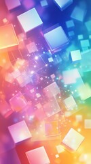 Poster - A Vibrant Spectrum of 3D Cubes Glowing in a Rainbow Background, Creating a Dynamic and Colorful Abstract Composition with a Playful, Futuristic Feel