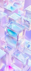 Poster - A mesmerizing composition of transparent cubes reflecting iridescent light, creating a stunning array of colors and patterns in a modern, abstract aesthetic.