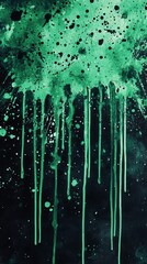 Poster - Abstract Green Drips and Splatter: An Exploration of Vivid Color and Texture in Contemporary Art