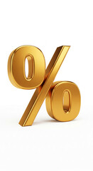 Aufkleber - Gold percentage symbol, 3D render, isolated on white background, showcasing discount, sale, or offer concept