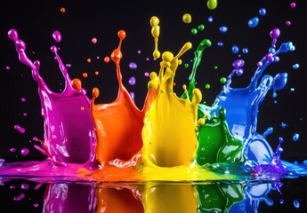 Poster - Dynamic Splashes of Vibrant Colors Create a Stunning Visual Representation of Creativity and Expression in Fluid Art