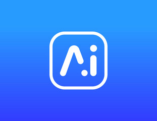 Aufkleber - AI logo, artificial intelligence badge with minimal typography, virtual assistant icon. Smart tech symbol for cloud system, analytics, automation, network, digital innovation. Vector illustration